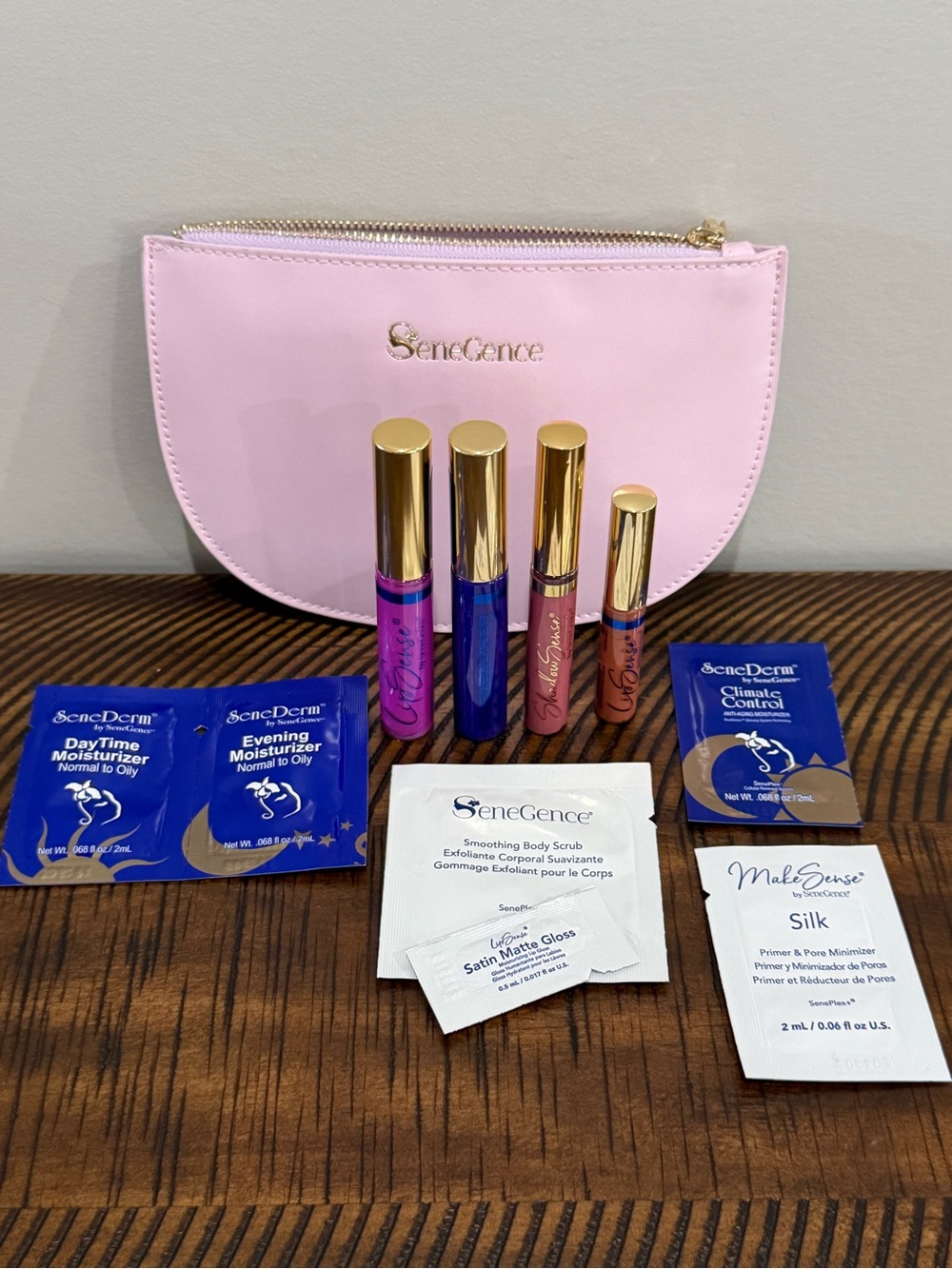 SeneGence Berry Blast Grape & Plum Berry Lip Bundle + Pink Makeup Bag